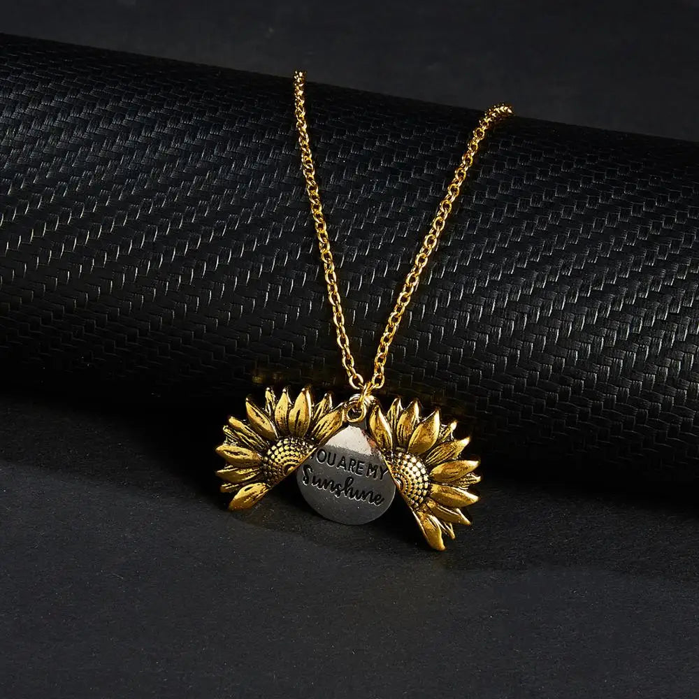 Sunflower Pendant Double-Layer Open Necklace