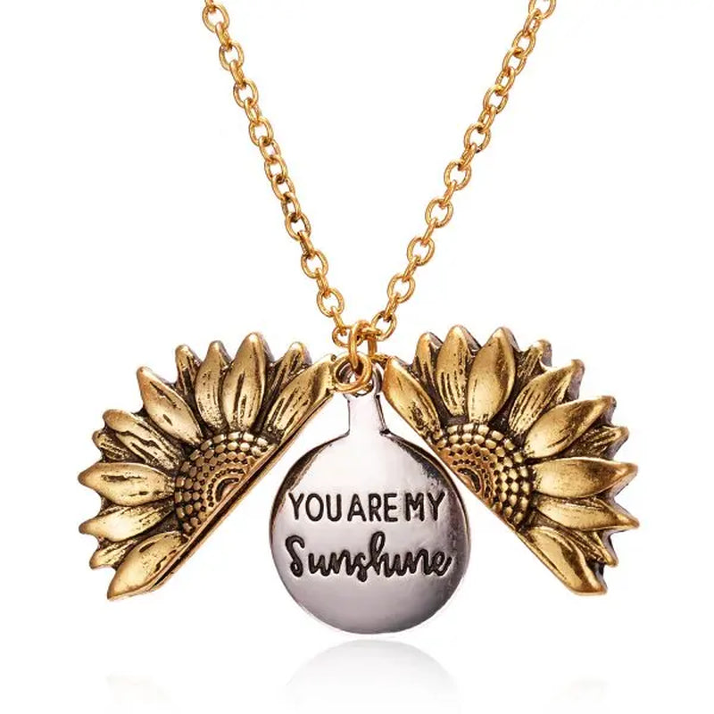 Sunflower Pendant Double-Layer Open Necklace